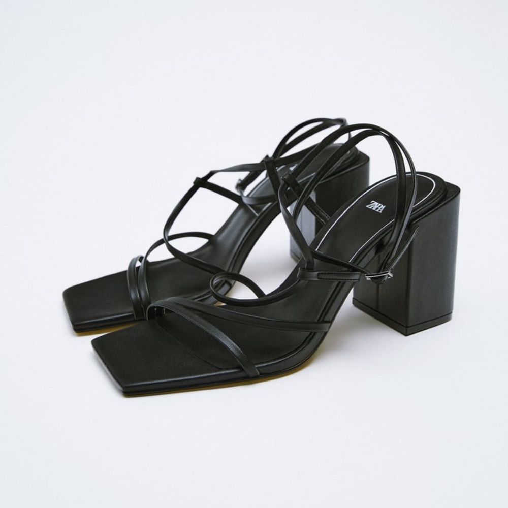 Zara black block heels